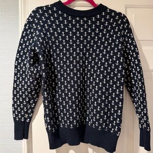 Kiel James Patrick Navy and White Anchor Sweater Womens XS